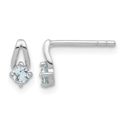 Sterling Silver Rhodium-plated Swiss Blue Topaz Post Earrings