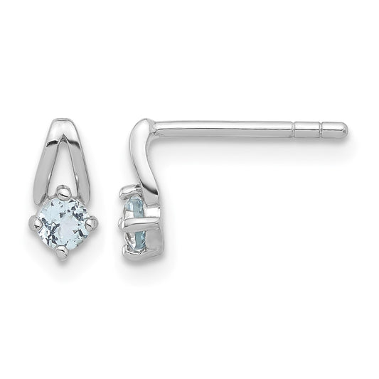 Sterling Silver Rhodium-plated Swiss Blue Topaz Post Earrings