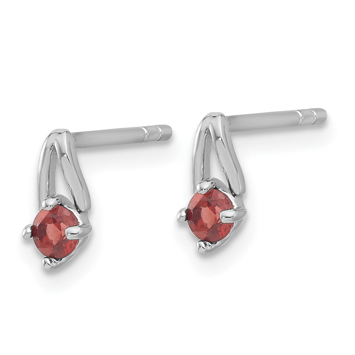 Sterling Silver Rhodium-plated Garnet Post Earrings