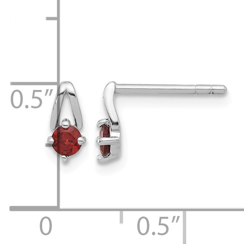 Sterling Silver Rhodium-plated Garnet Post Earrings