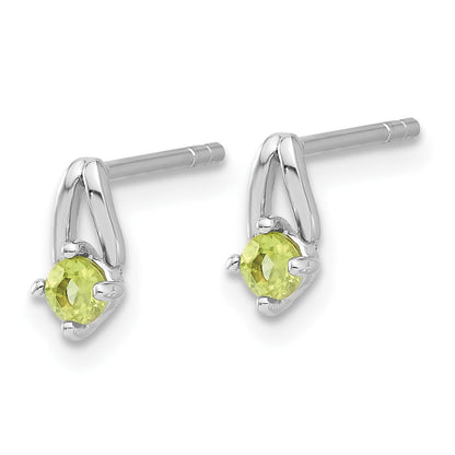 Sterling Silver Rhodium-plated Peridot Post Earrings