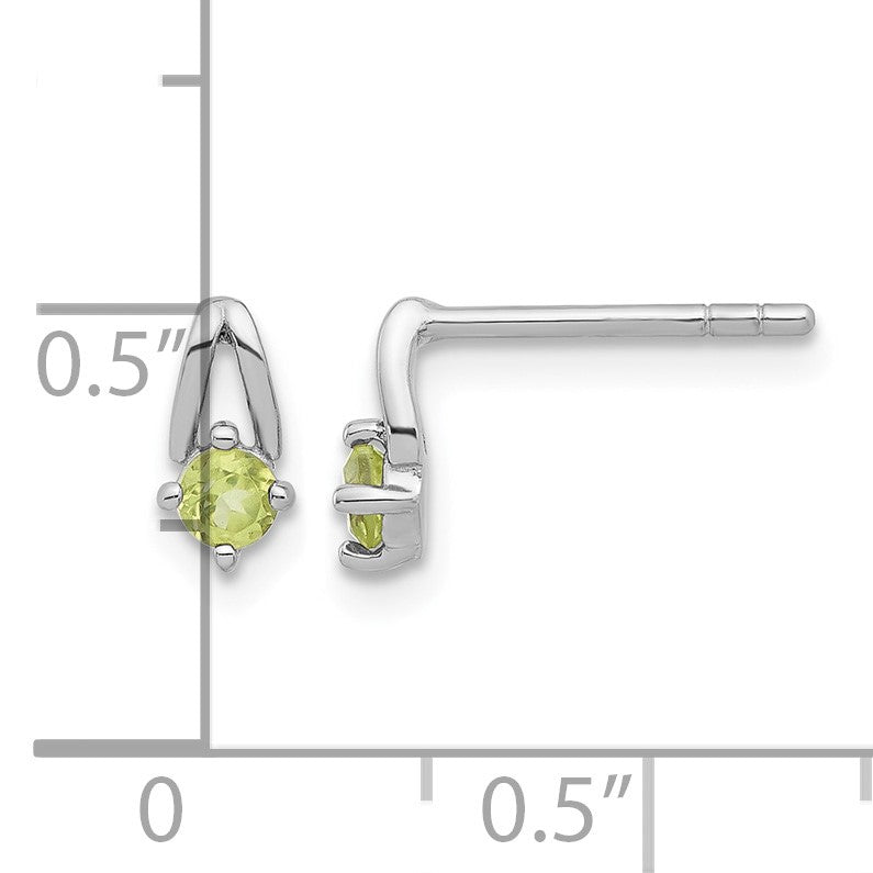 Sterling Silver Rhodium-plated Peridot Post Earrings