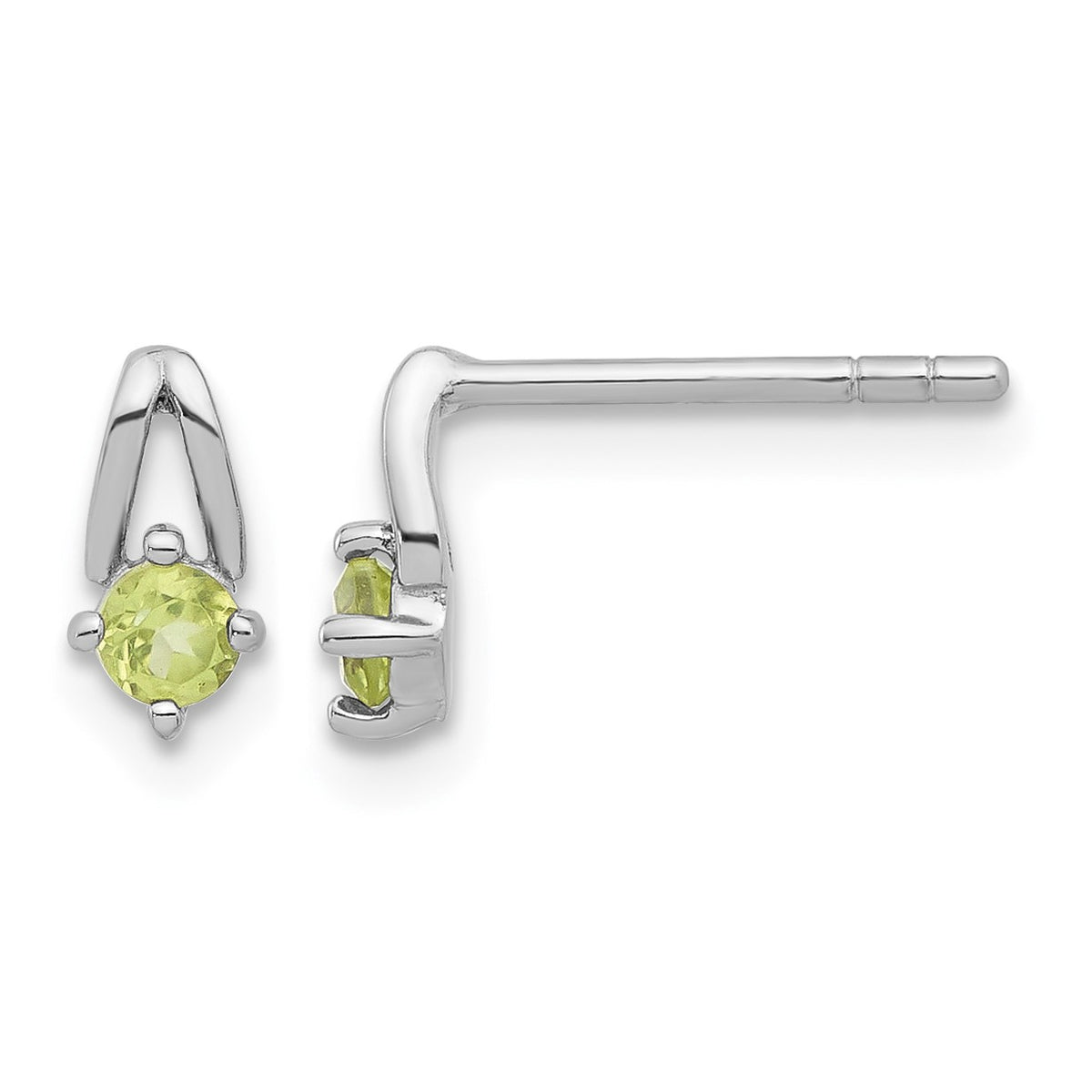 Sterling Silver Rhodium-plated Peridot Post Earrings