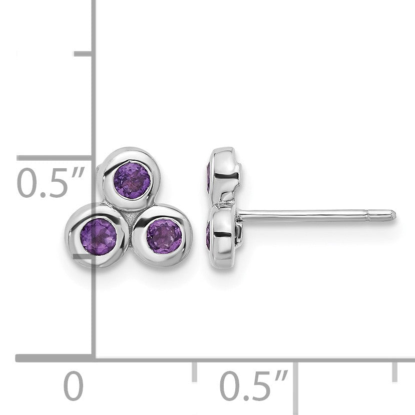 Sterling Silver Rhodium-plated Amethyst Post Earrings