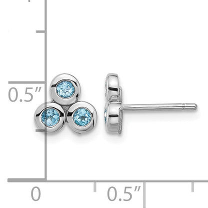 Sterling Silver Rhodium-plated Light Swiss Blue Topaz Post Earrings