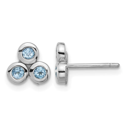 Sterling Silver Rhodium-plated Light Swiss Blue Topaz Post Earrings