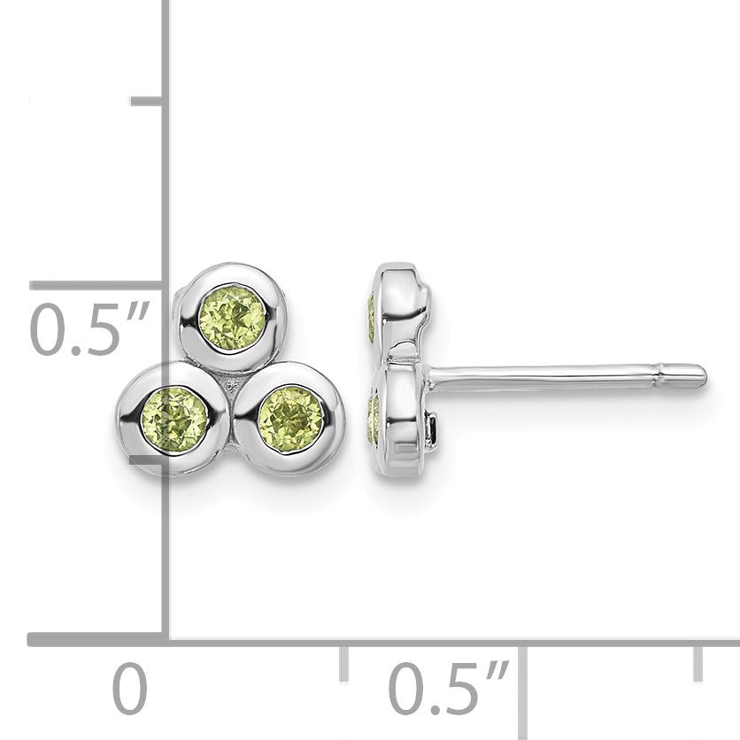 Sterling Silver Rhodium-plated Peridot Post Earrings