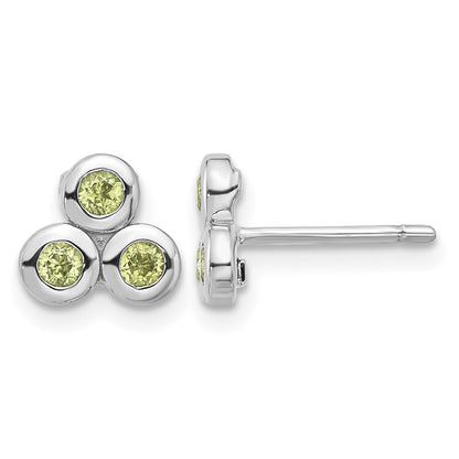 Sterling Silver Rhodium-plated Peridot Post Earrings
