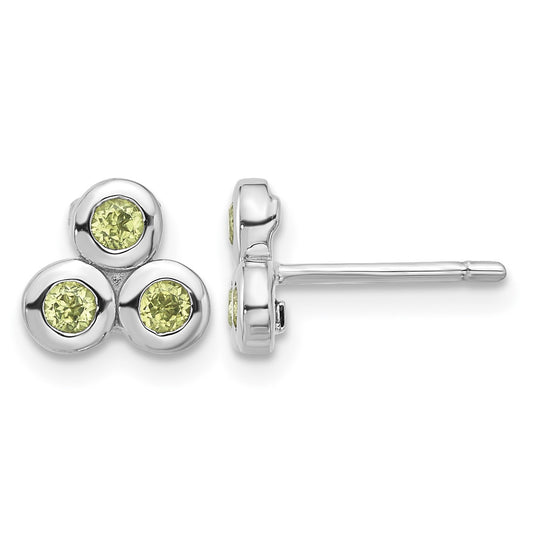 Sterling Silver Rhodium-plated Peridot Post Earrings