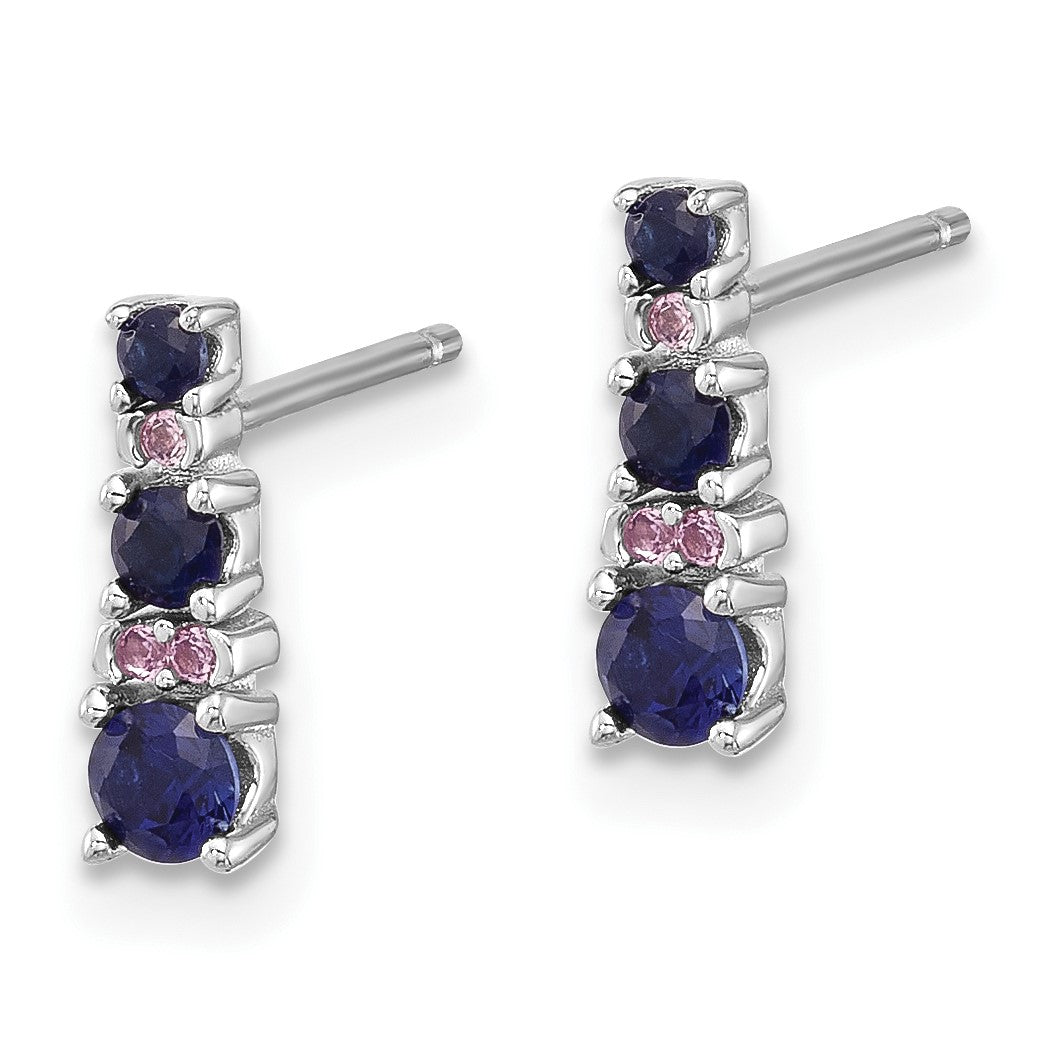 Sterling Silver Rh-plated .59 Cr. Bl Spinel .03 Cr. Wht Sapphire Post Earri