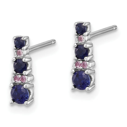 Sterling Silver Rh-plated .59 Cr. Bl Spinel .03 Cr. Wht Sapphire Post Earri