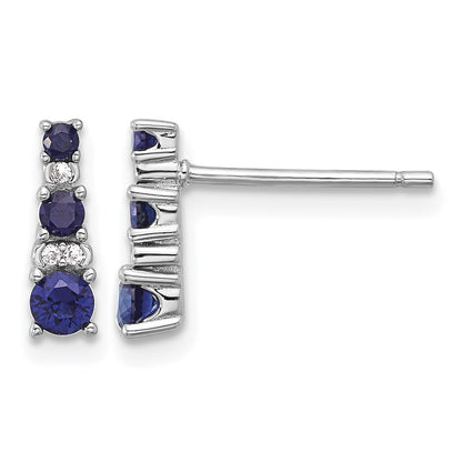 Sterling Silver Rh-plated .59 Cr. Bl Spinel .03 Cr. Wht Sapphire Post Earri