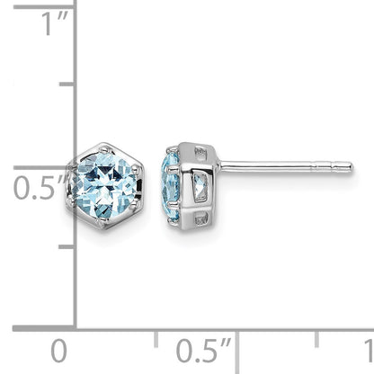 Sterling Silver Rhodium-plated Polished Sky Blue Topaz Post Earrings