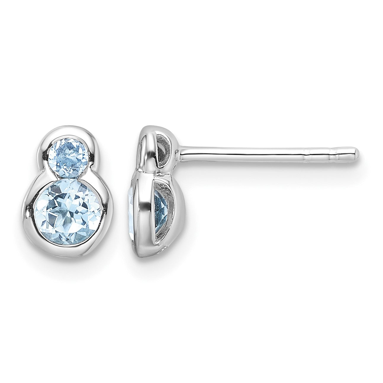 Sterling Silver Rhodium-plated Polished Swiss Blue Topaz Post Earrings