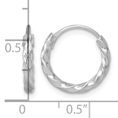 Sterling Silver Rhodium-plated Polished Twisted 2.25 x 15.5mm Round Endless Hoop Earrings