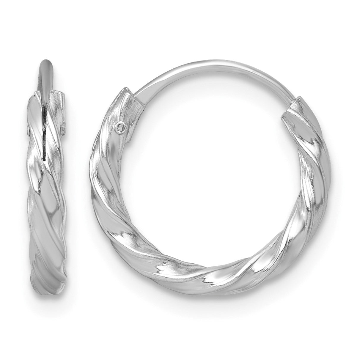 Sterling Silver Rhodium-plated Polished Twisted 2.25 x 15.5mm Round Endless Hoop Earrings
