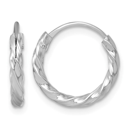 Sterling Silver Rhodium-plated Polished Twisted 2.25 x 15.5mm Round Endless Hoop Earrings