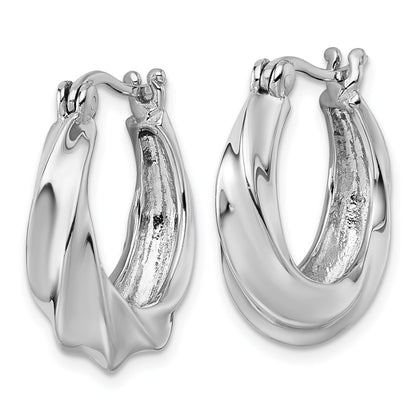 Sterling Silver Rhodium-plated Polished 6mm x 19mm Graduated Twisted Hoop Earrings