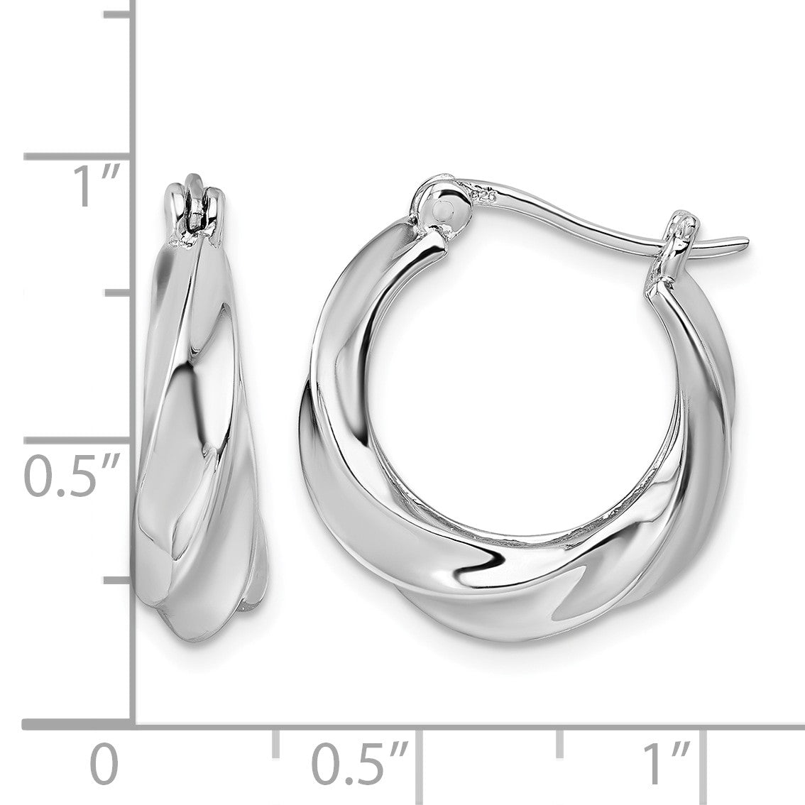 Sterling Silver Rhodium-plated Polished 6mm x 19mm Graduated Twisted Hoop Earrings