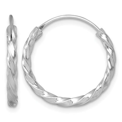 Sterling Silver Rhodium-plated Polished Twisted 2.25 x 20mm Round Endless Hoop Earrings