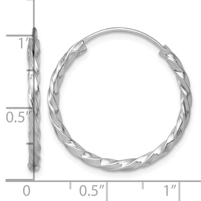 Sterling Silver Rhodium-plated Polished Twisted 2.25 x 26mm Round Endless Hoop Earrings