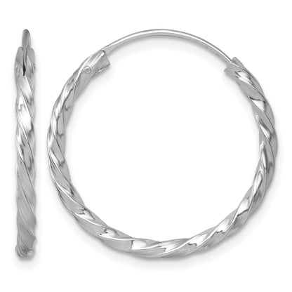 Sterling Silver Rhodium-plated Polished Twisted 2.25 x 26mm Round Endless Hoop Earrings