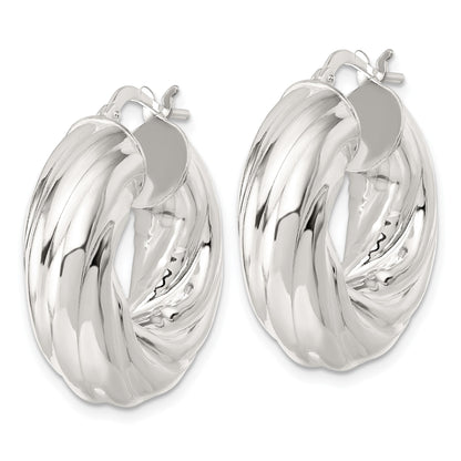 Sterling Silver Polished 8mm Twisted Tube Hoop Earrings