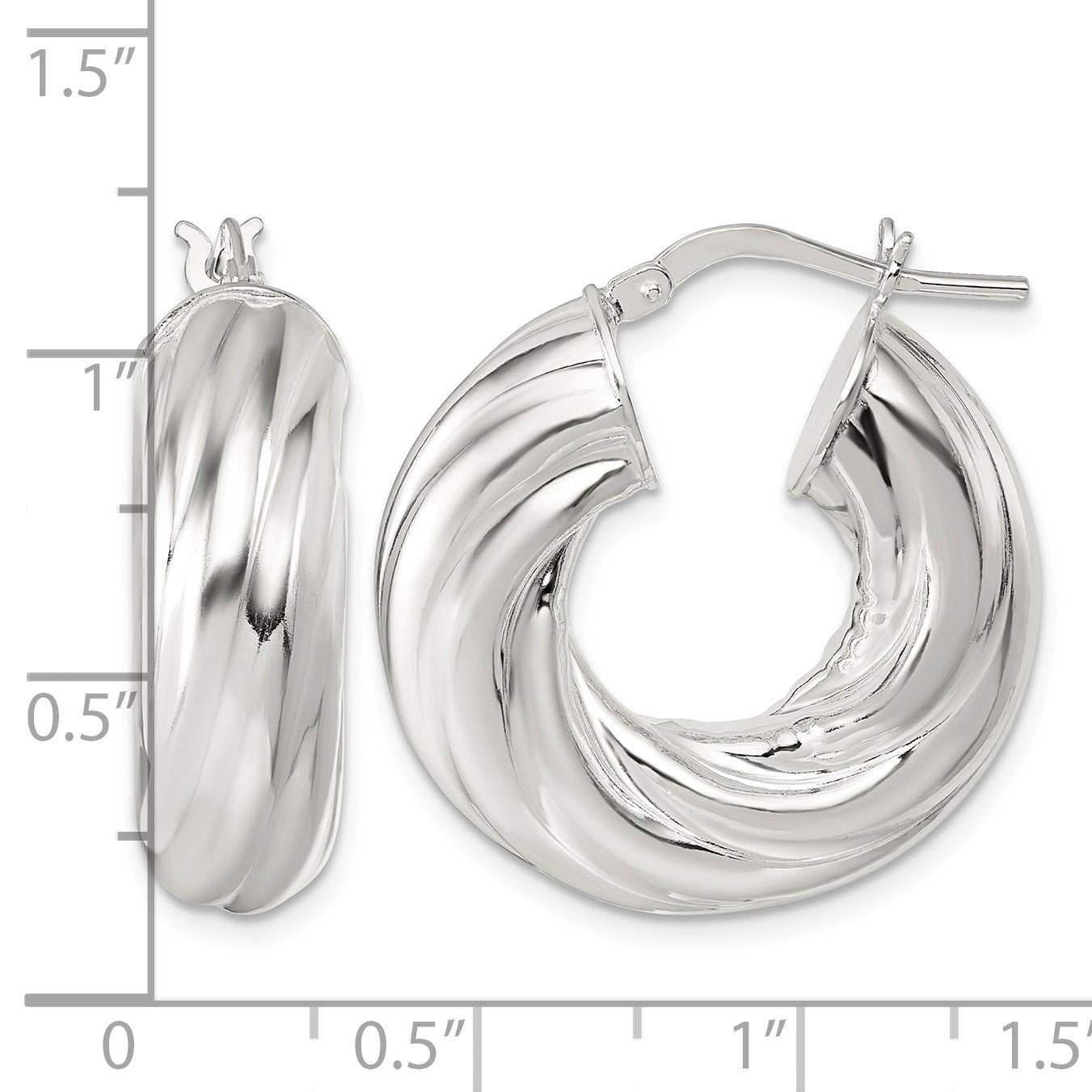 Sterling Silver Polished 8mm Twisted Tube Hoop Earrings