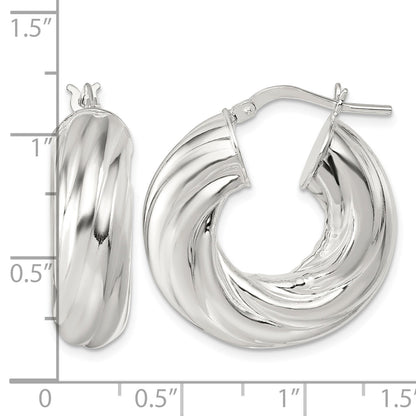 Sterling Silver Polished 8mm Twisted Tube Hoop Earrings