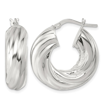 Sterling Silver Polished 8mm Twisted Tube Hoop Earrings