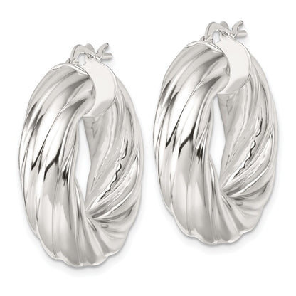 Sterling Silver Polished 8mm Twisted Tube Hoop Earrings
