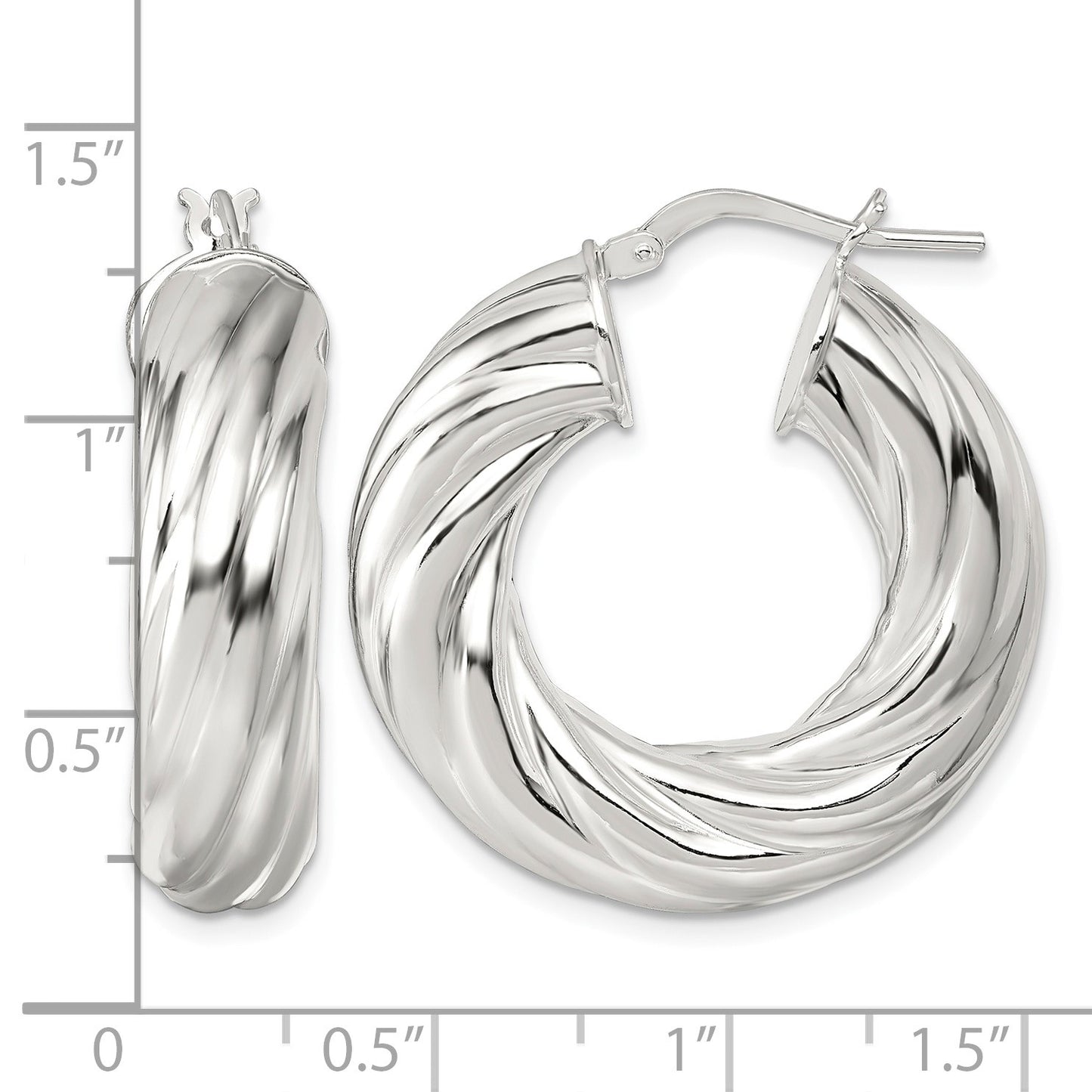 Sterling Silver Polished 8mm Twisted Tube Hoop Earrings