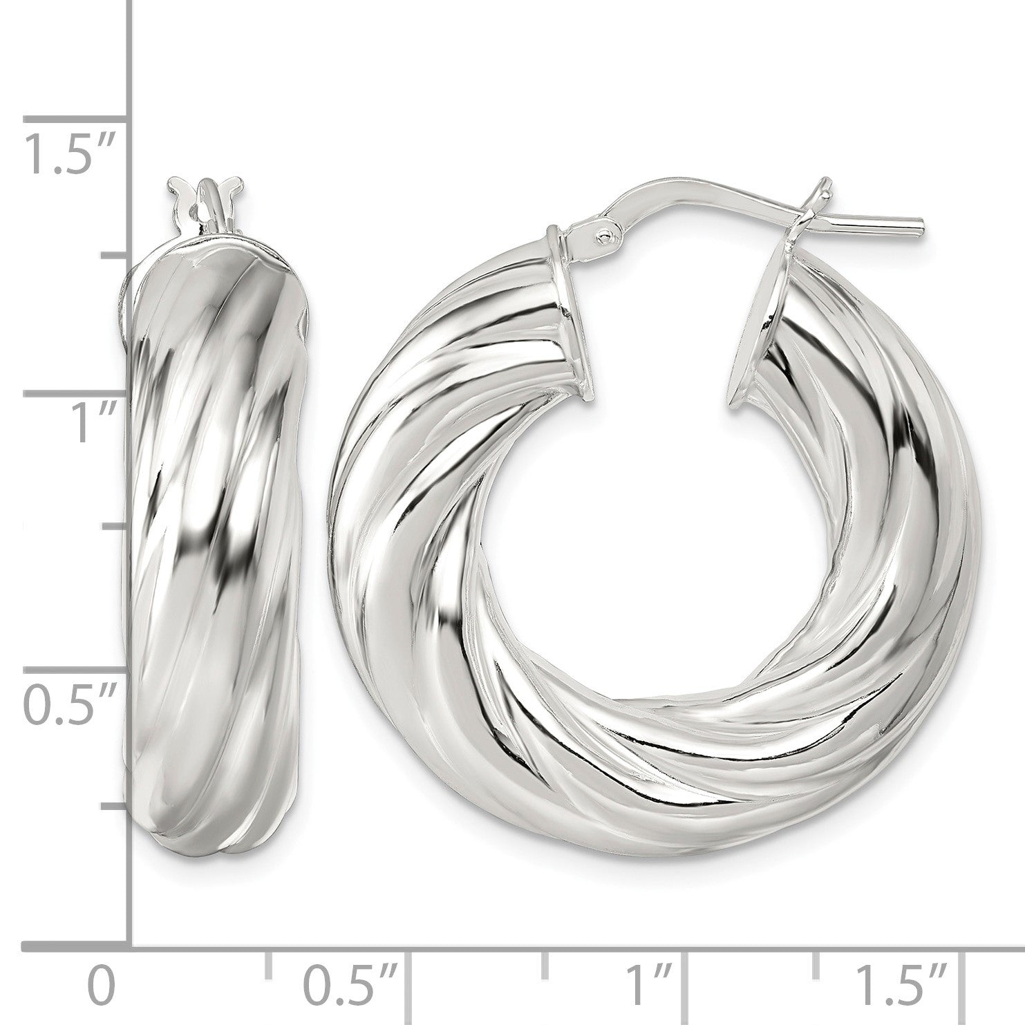 Sterling Silver Polished 8mm Twisted Tube Hoop Earrings