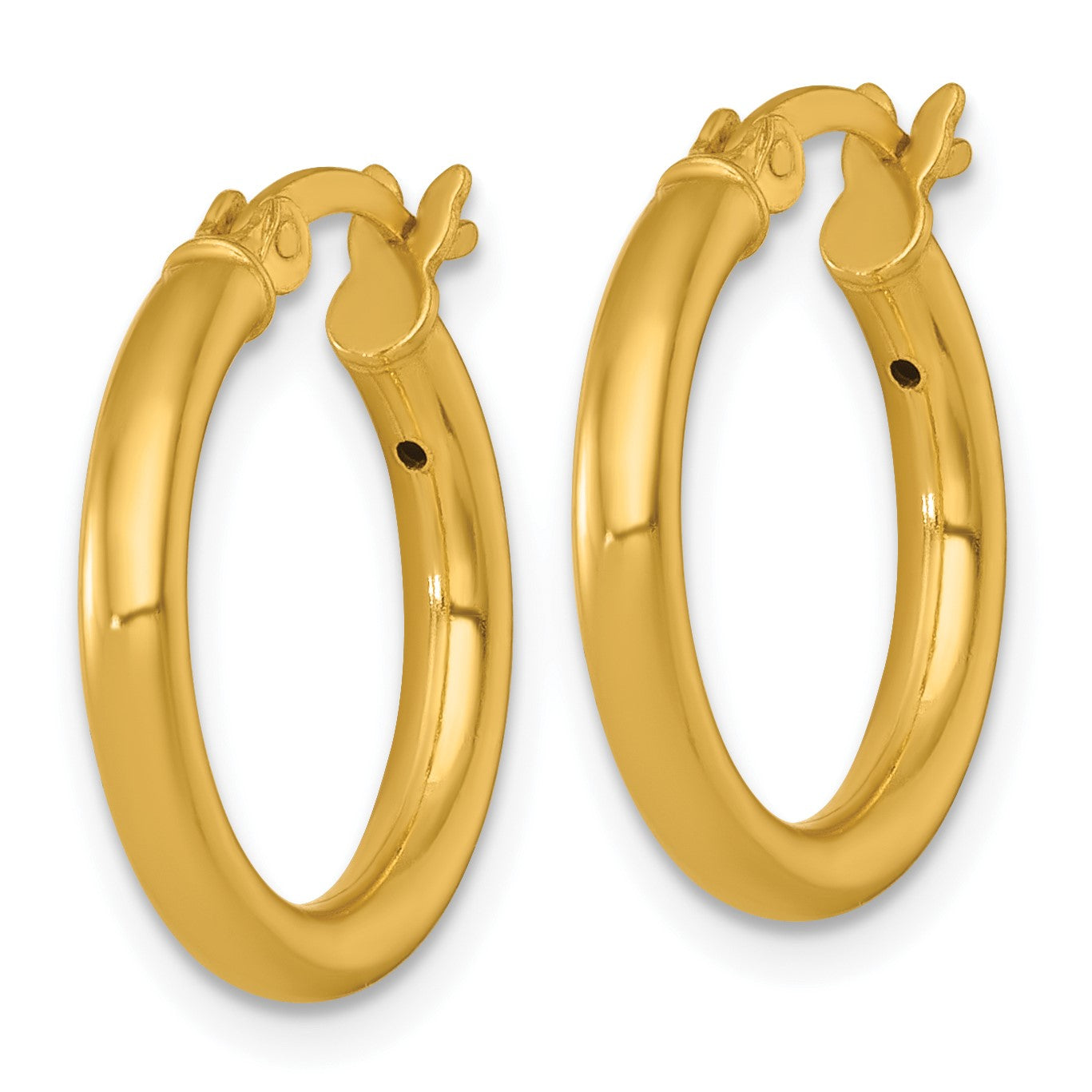 Sterling Silver Gold-tone Polished 2.5mm x 18mm Round Tube Hoop Earrings