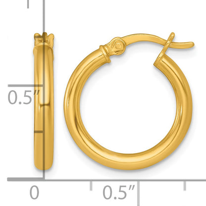 Sterling Silver Gold-tone Polished 2.5mm x 18mm Round Tube Hoop Earrings