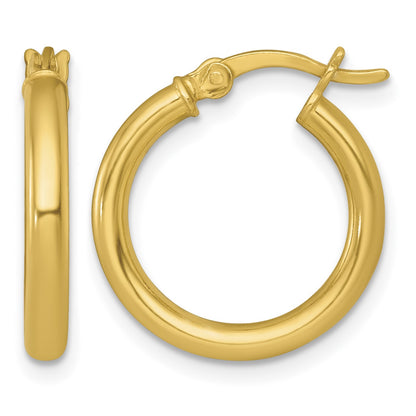 Sterling Silver Gold-tone Polished 2.5mm x 18mm Round Tube Hoop Earrings