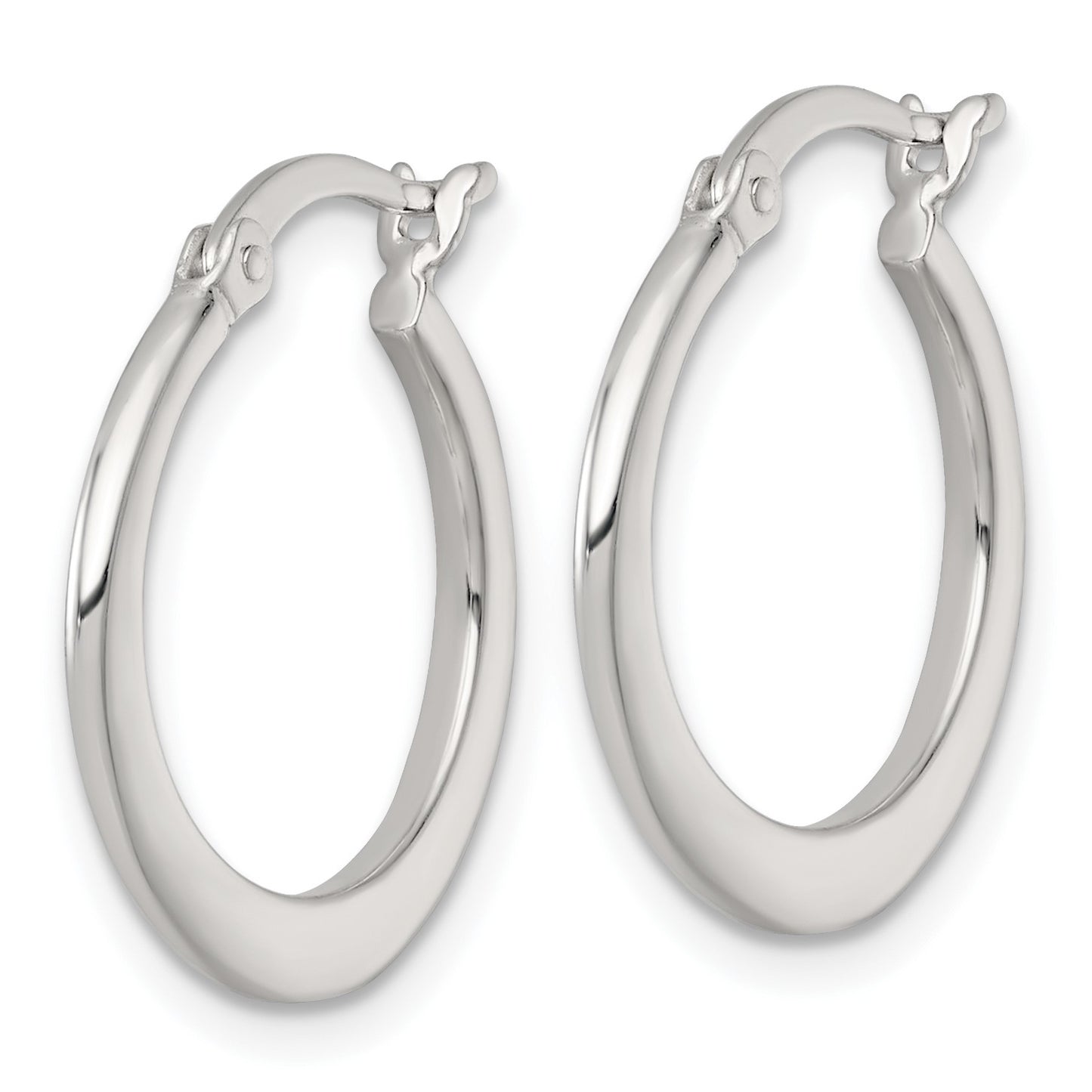 Sterling Silver Polished 20.0mm Tapered Round Hoop Earrings