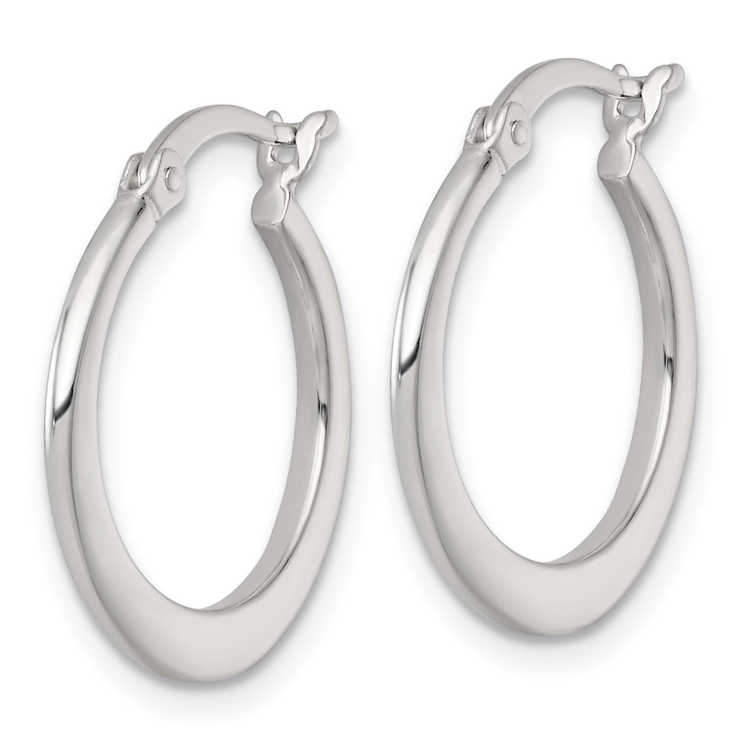 Sterling Silver Polished 20.0mm Tapered Round Hoop Earrings