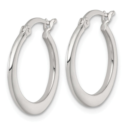 Sterling Silver Polished 20.0mm Tapered Round Hoop Earrings