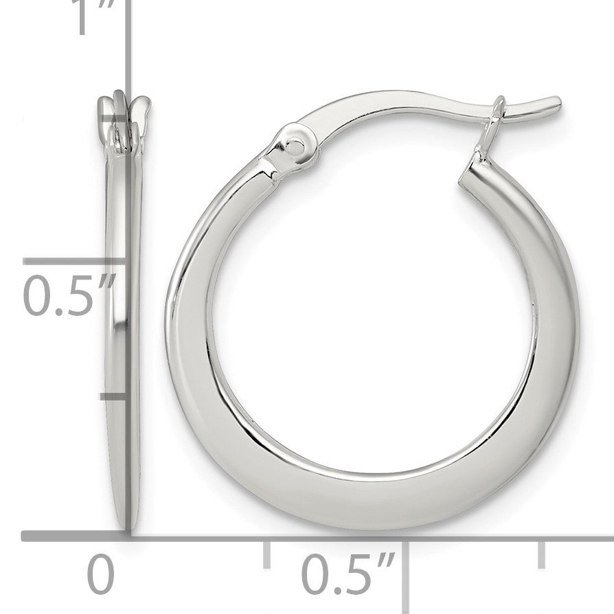 Sterling Silver Polished 20.0mm Tapered Round Hoop Earrings