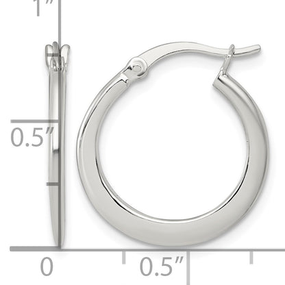 Sterling Silver Polished 20.0mm Tapered Round Hoop Earrings