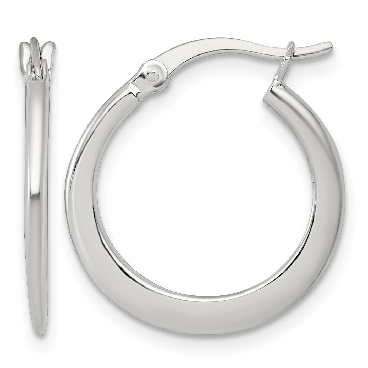 Sterling Silver Polished 20.0mm Tapered Round Hoop Earrings