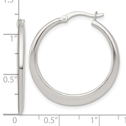 Sterling Silver Polished 30.0mm Tapered Round Hoop Earrings