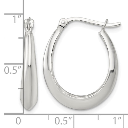 Sterling Silver Polished Knife Edge Tapered Oval Hoop Earrings