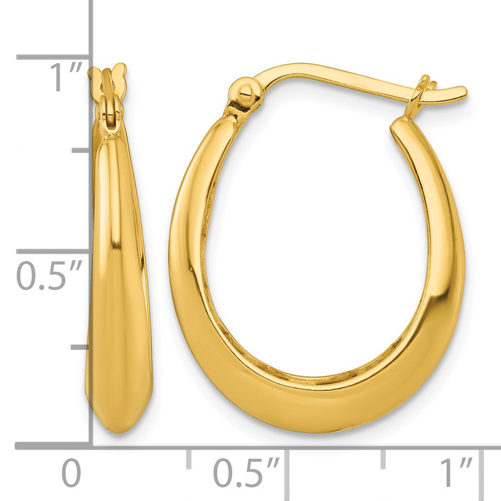 Sterling Silver Gold-tone Polished Knife Edge Tapered Oval Hoop Earrings