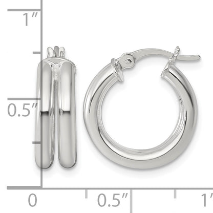 Sterling Silver Polished Double Tube Hoop Earrings
