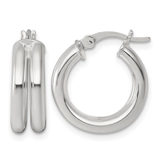 Sterling Silver Polished Double Tube Hoop Earrings