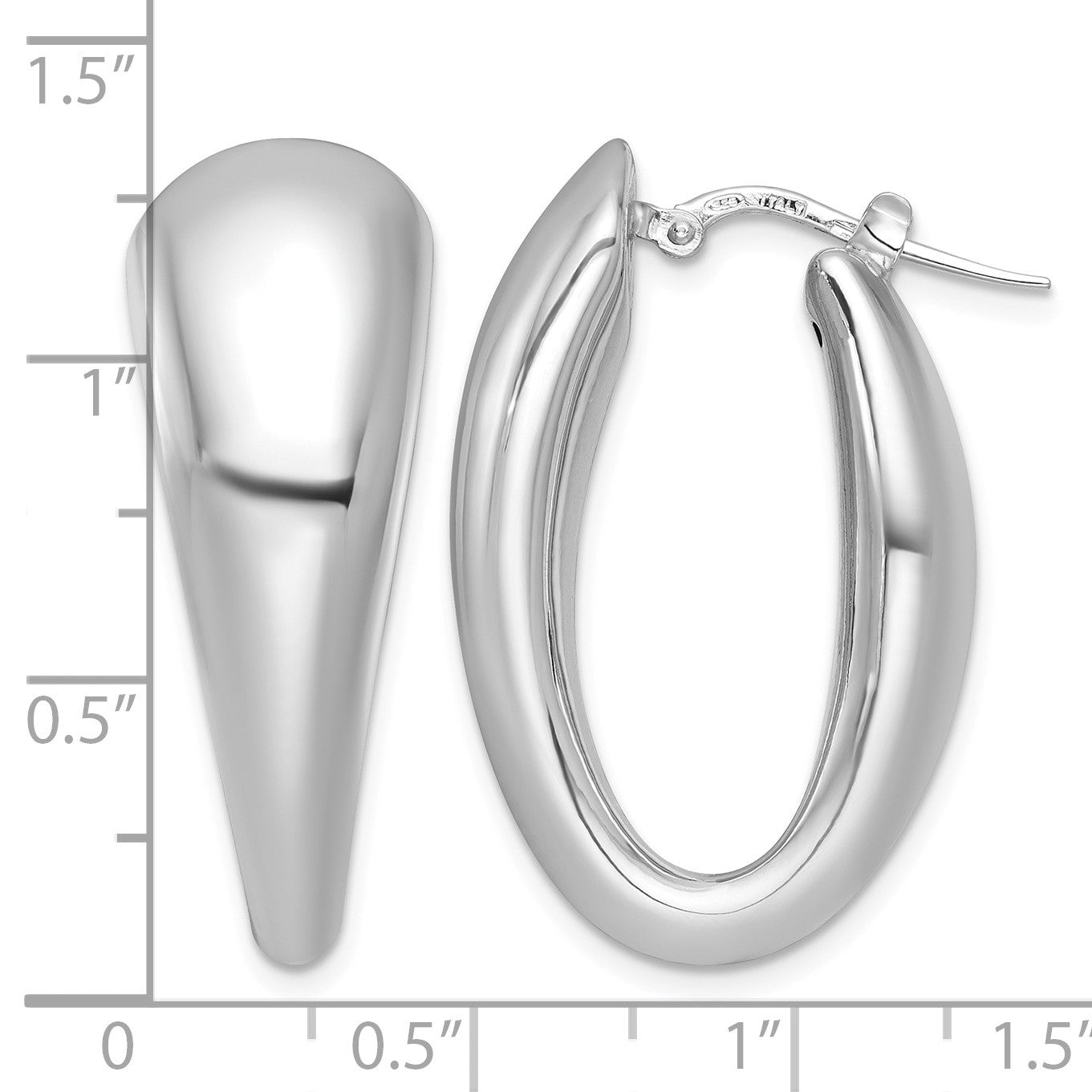 Sterling Silver Rhodium-plated Polished Oval Graduated Hollow Hoop Earrings