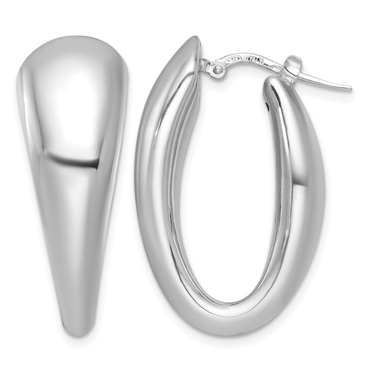 Sterling Silver Rhodium-plated Polished Oval Graduated Hollow Hoop Earrings