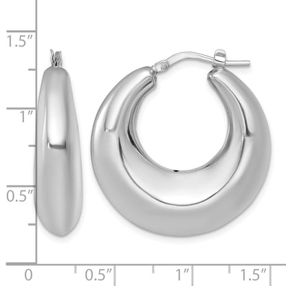 Sterling Silver Rhodium-plated Polished 8mm Graduated Puffed Hoop Earrings